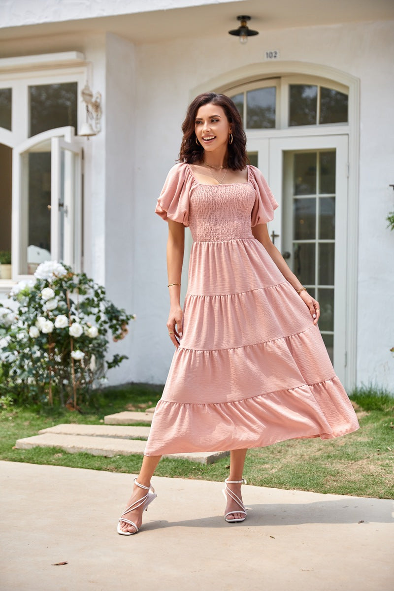 Selene – Off-Shoulder Shirred Midi Dress
