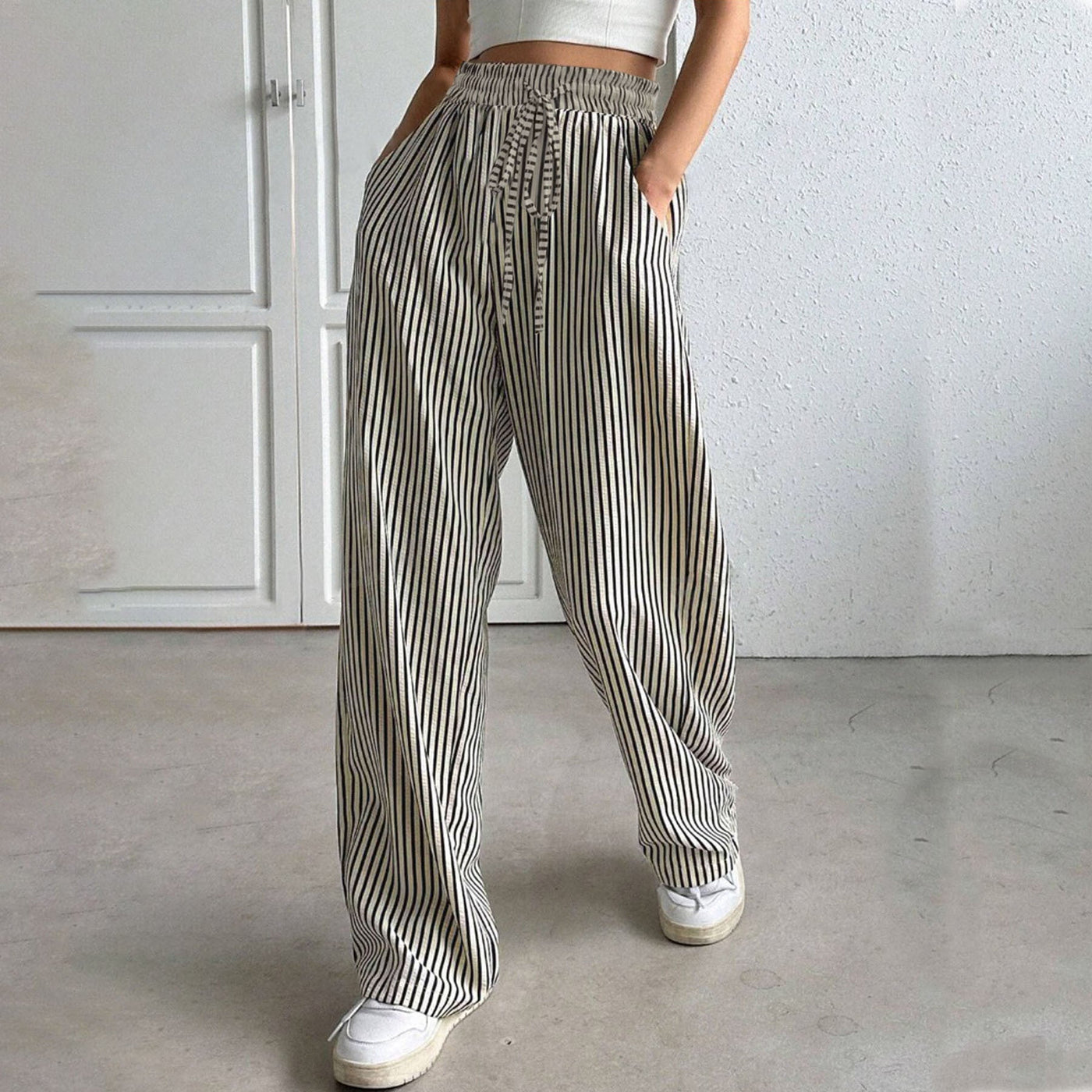 Hollis – Wide-Leg Striped Trousers