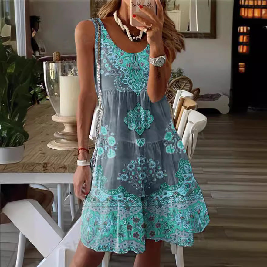 Nina – Sleeveless Boho Print Sundress