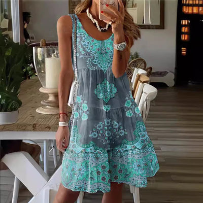 Nina – Sleeveless Boho Print Sundress