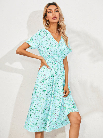 Mayumi – Printed V-Neck Midi Dress
