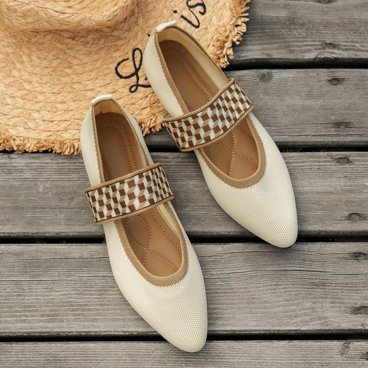 Ezinne – Patterned Strap Ballet Flats
