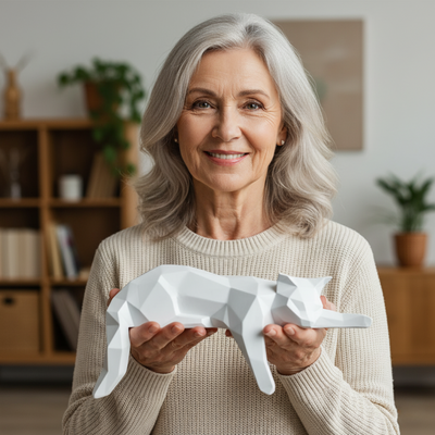 Elvianne - Geometric Cat Sculpture