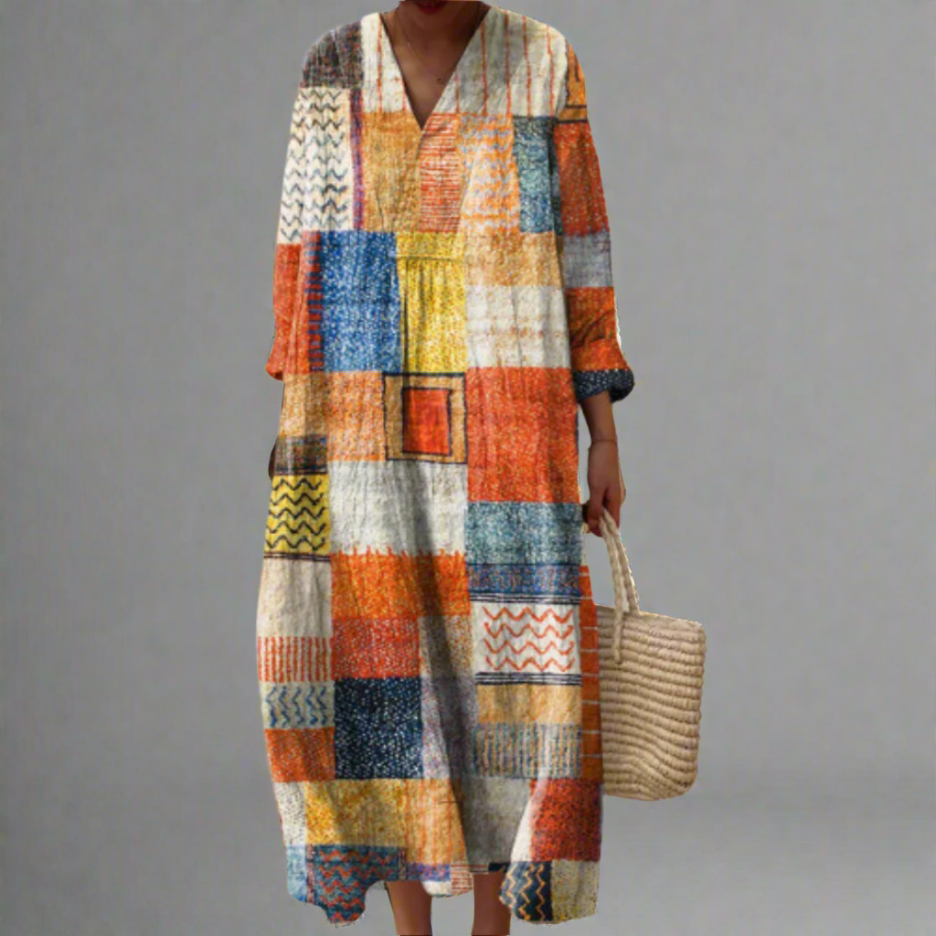 Hazel™ | Patchwork Harmony Boho Maxi Dress