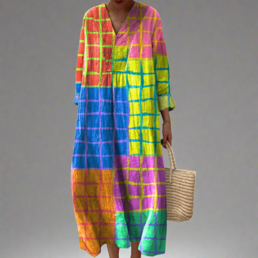 Leona™ | Vibrant Checkered Maxi Dress