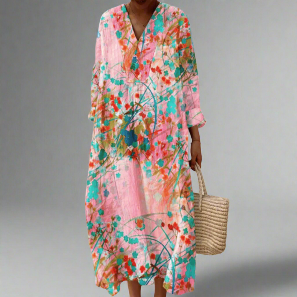 Lana™ | Soft Blush-Floral Flowing Dress