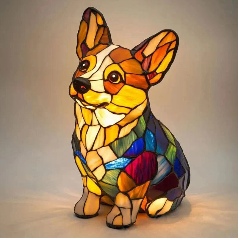 Luminous Companions – Stained Glass Dog Lamp