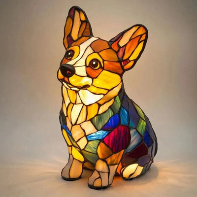 Luminous Companions – Stained Glass Dog Lamp