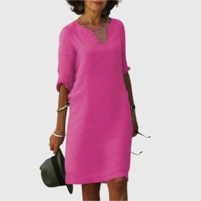 Deborah - Mini dress with V neckline and 3/4 sleeves