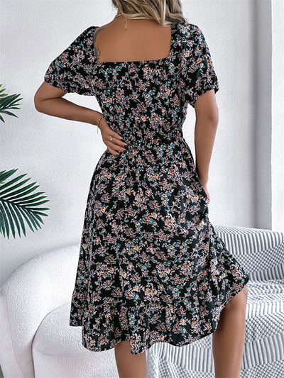 Sama – Shirred Floral Midi Dress