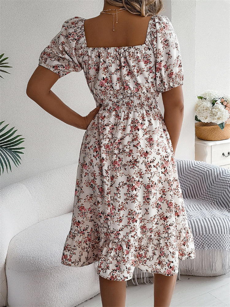 Sama – Shirred Floral Midi Dress
