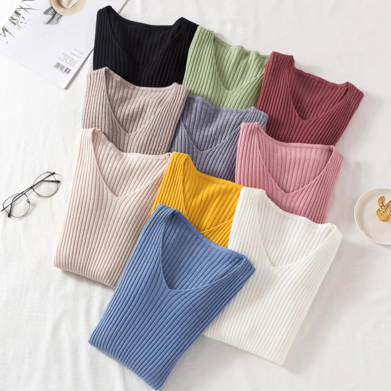 Odessa – Ribbed Knit V-Neck Top