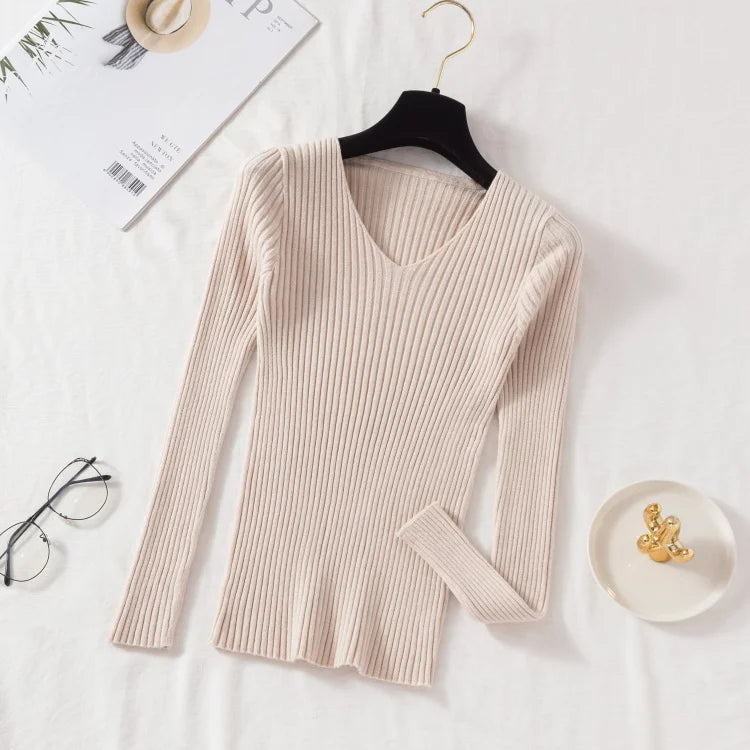Odessa – Ribbed Knit V-Neck Top