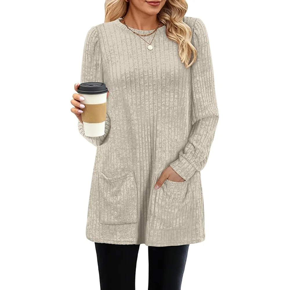 Elise – Long Rib-Knit Tunic Jumper