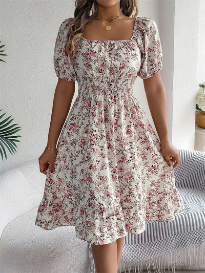 Sama – Shirred Floral Midi Dress
