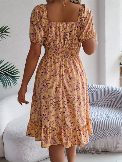 Sama – Shirred Floral Midi Dress