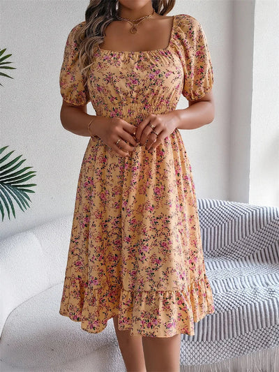 Sama – Shirred Floral Midi Dress