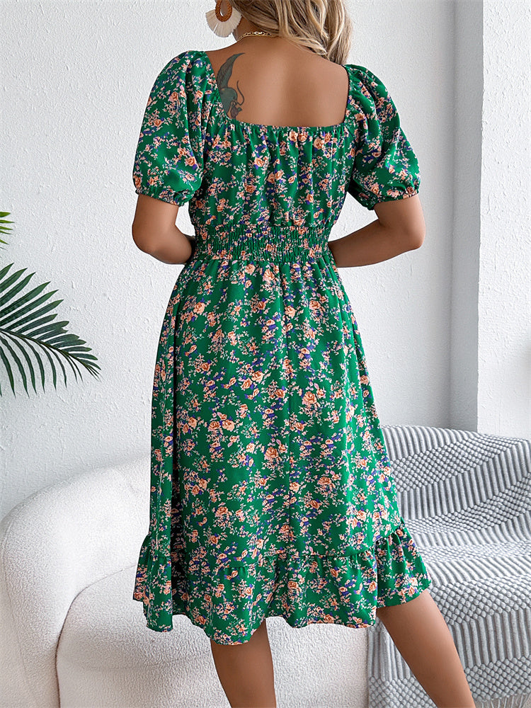 Sama – Shirred Floral Midi Dress