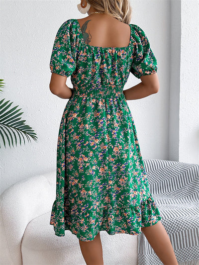 Sama – Shirred Floral Midi Dress