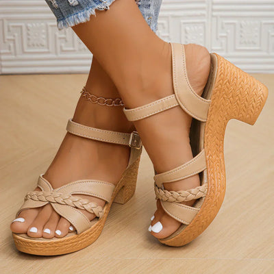 Madelaine – Braided Strap Block Heel Sandals