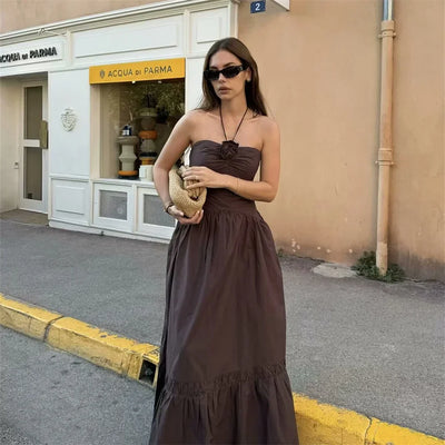 Jackie - Rose Detail Halter Dress