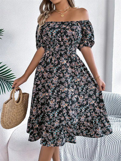 Sama – Shirred Floral Midi Dress
