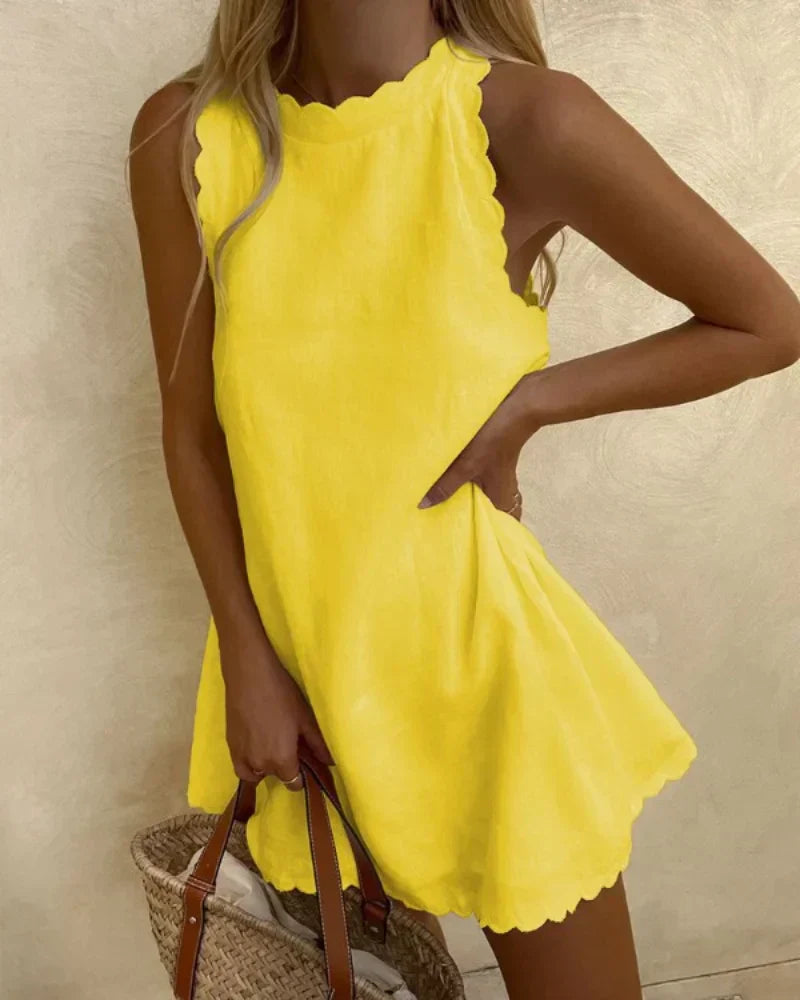 Daniell – Scalloped Halter Mini Dress