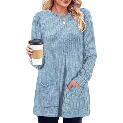 Elise – Long Rib-Knit Tunic Jumper