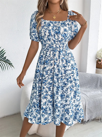 Sama – Shirred Floral Midi Dress