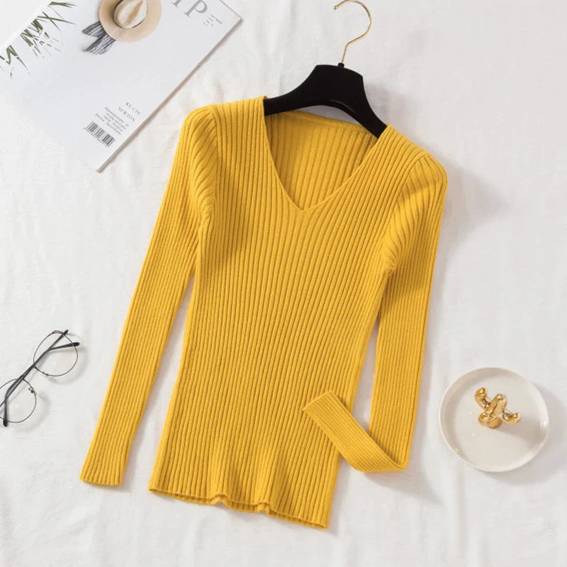 Odessa – Ribbed Knit V-Neck Top
