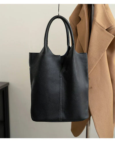 Light blue bucket bag with a luxurious leather look