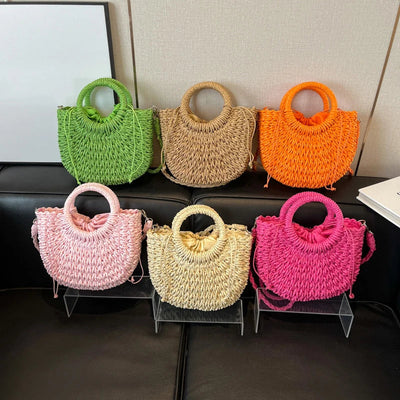 Handwoven Straw Crossbody Shoulder Bag