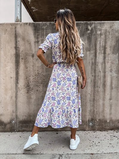 Maelis – Floral Buttoned Midi Dress