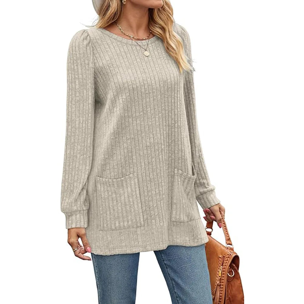Elise – Long Rib-Knit Tunic Jumper