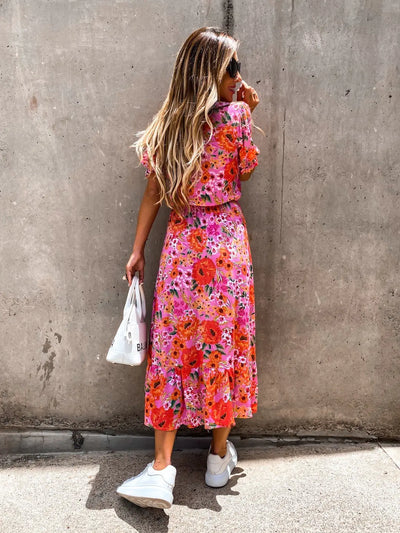 Maelis – Floral Buttoned Midi Dress
