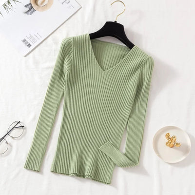 Odessa – Ribbed Knit V-Neck Top