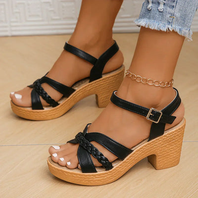 Madelaine – Braided Strap Block Heel Sandals