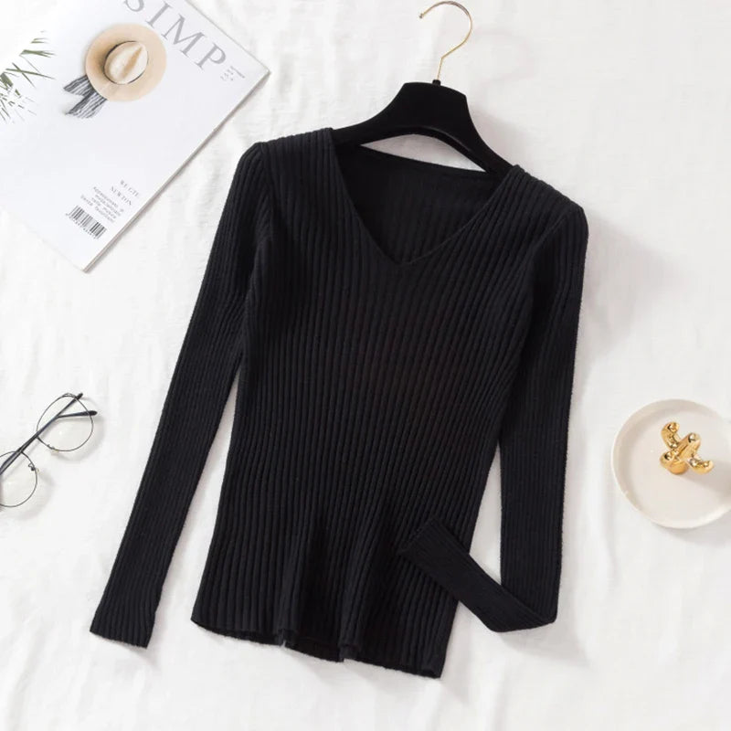 Odessa – Ribbed Knit V-Neck Top