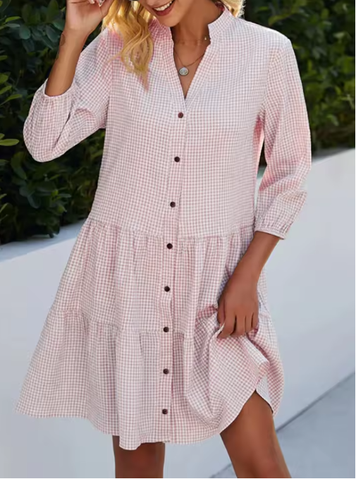 Primrose – Buttoned Gingham Day Dress