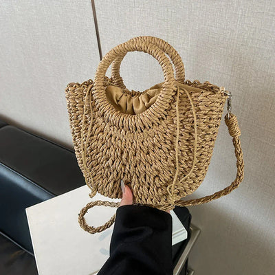 Handwoven Straw Crossbody Shoulder Bag