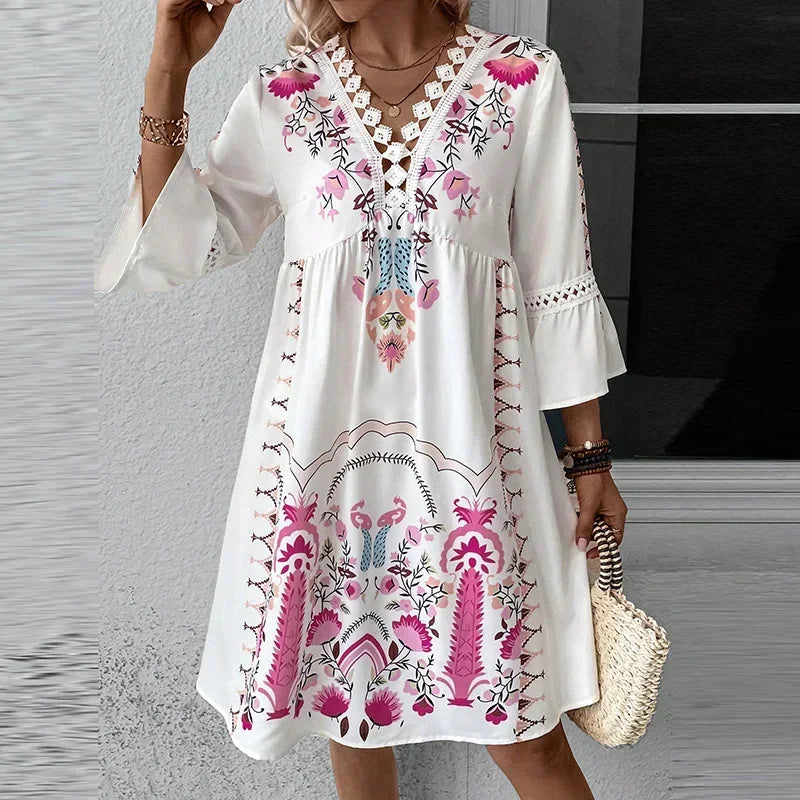 Kissia - Artistic Boho Print Dress