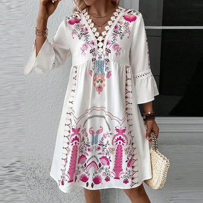 Kissia - Artistic Boho Print Dress