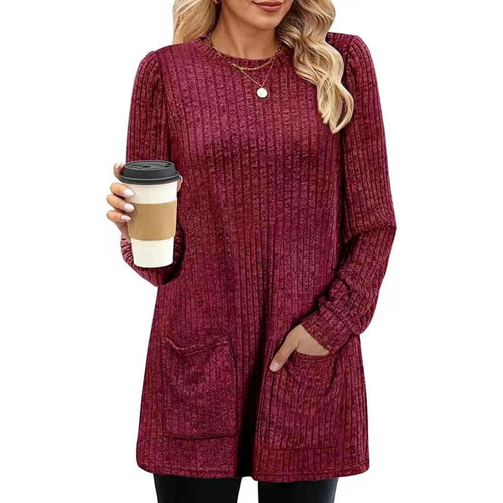 Elise – Long Rib-Knit Tunic Jumper