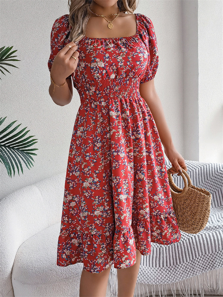 Sama – Shirred Floral Midi Dress