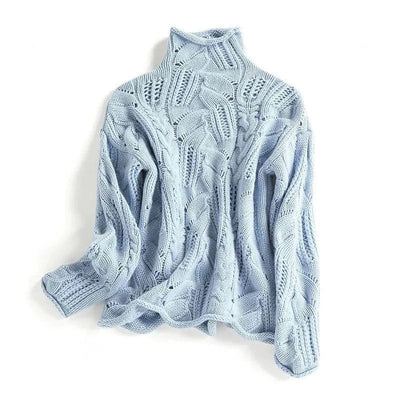 Jennan - Comfortable Cable Knit Turtleneck Jumper