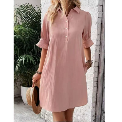 Jemima – Button-Front Puff Sleeve Dress