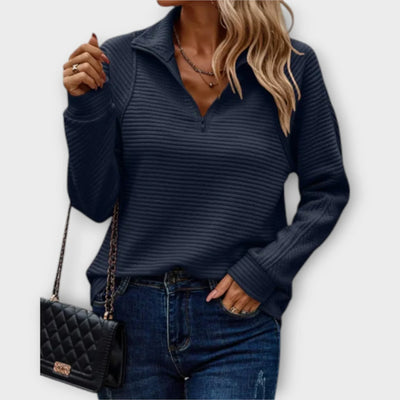 Elodie – Ladies' Quarter-Zip Ribbed Knit Jumper
