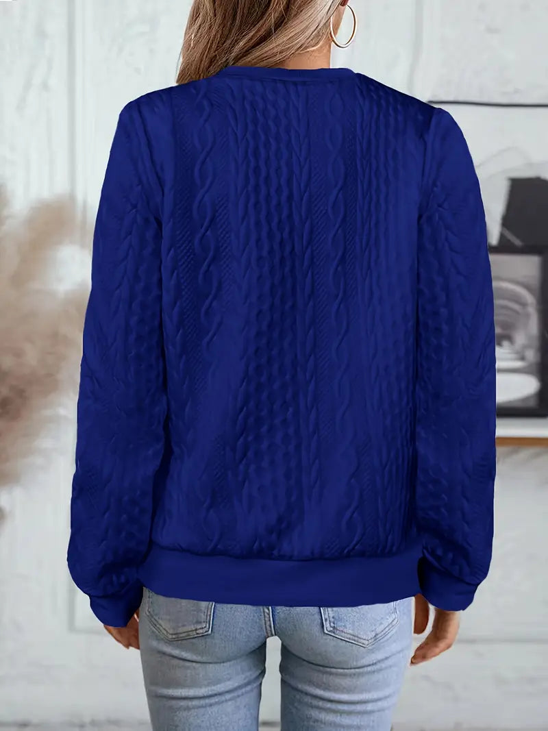 Elvarine - Cable Knit Zip-Up Bomber Jacket