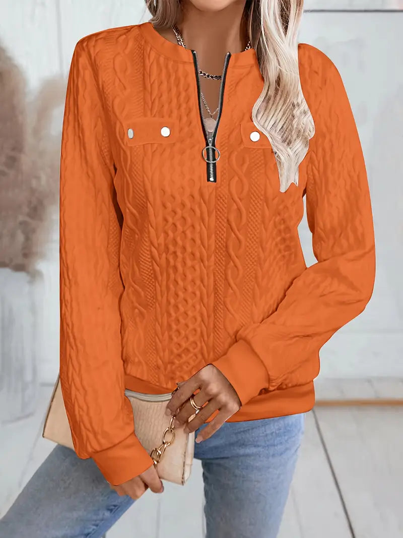 Amelie - Ladies' zip-up jumper with mock pocket
