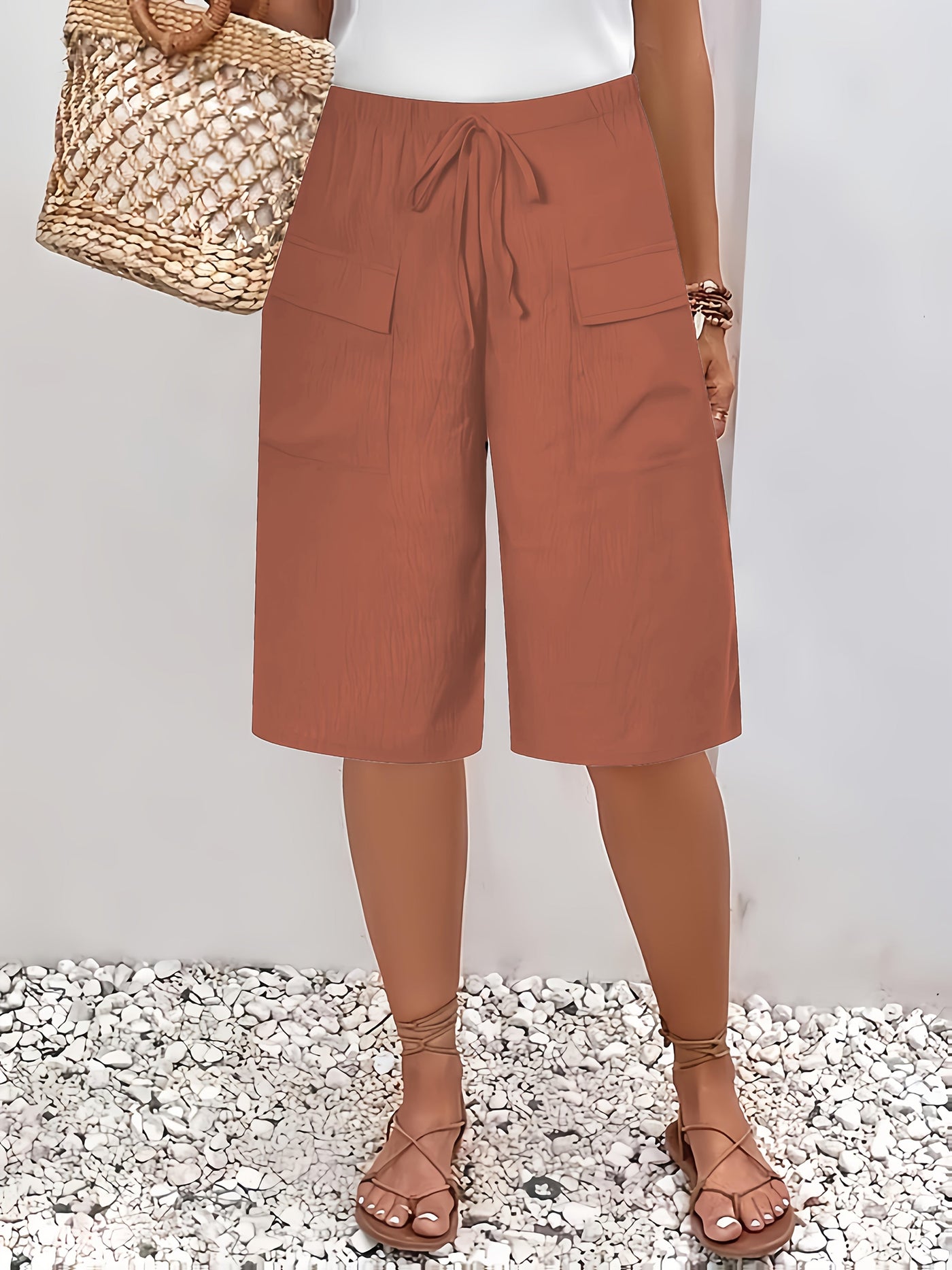 Keisha – Drawstring Pocket Culotte Shorts